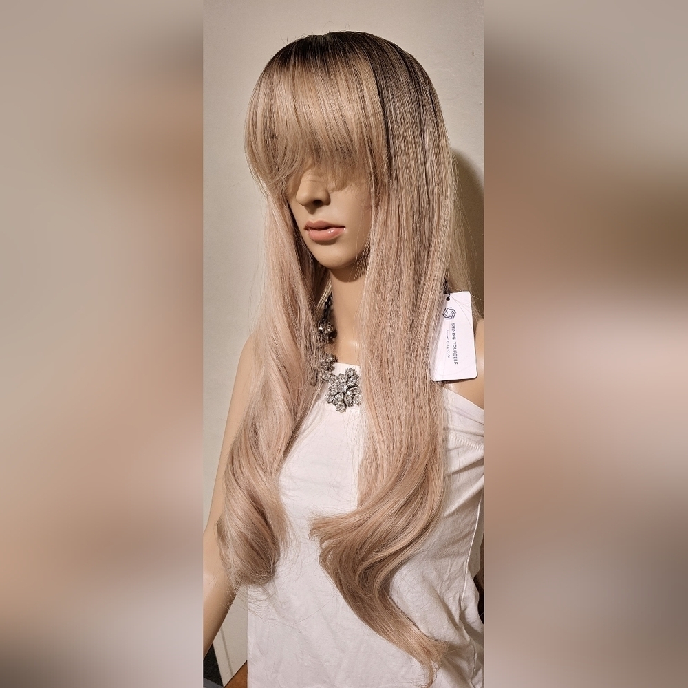 Long Layered Women's Wig with Side Bangs - Light Blonde - Picture 6 of 11